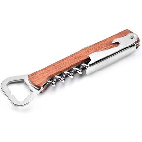 Wine Opener - Professional Corkscrews for Wine Bottles w/Foil Cutter and Cap Remover - Manual Wine Key for Servers, Waiters, Bartenders and Home Use, small, Brown