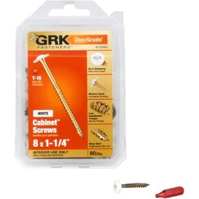 GRK Fasteners 120680 White Cabinet #8 x 1-1/4" Screws 80CT