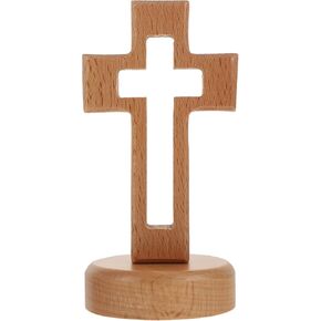 Veemoon Wood Standing Cross Wood Standing Cross Decor Wood Religious Table Alter Standing Table Cross Altar Cross with Stand Wooden Table Cross Christian Home Decors Standing Christian Cross