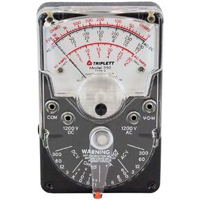Triplett 3018 Model 310 Hand-Sized Analog Multimeter - AC/DC Voltage, DC Current, Resistance, White