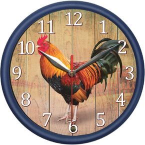 Rooster Graphic Printed Wall Clock with Rooster Sound Decorate Your Bedroom,Living Room Kitchen or Unrsery with Stylish Wall Clock