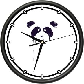 SignMission Panda Paint Design Wall Clock | Precision Quartz Movement | Décor for School Class Office Bedroom Decoration