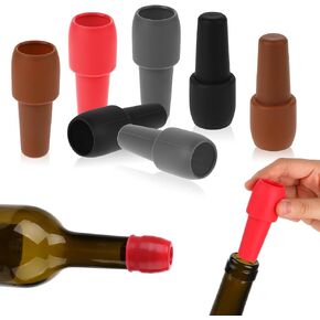 8 Pcs Silicone Wine Covers Reusable Sparkling Wine Stoppers Bottle Leak Proof Champagne Saver Corks Cap Tight Seal Beer Sealing Lids for Keep Beverage Sealed Fresh