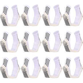 12 Pairs Men's Soccer Socks Grip Pads Non-Slip Football Baseball Soccer Socks for Men Women - White