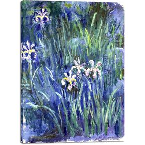 Wieco Art Canvas Print Wall Art Irises by Claude Monet Oil Paintings Reproduction Landscape Pictures Artwork on Canvas Art for Living Room Decorations and Wall Decor