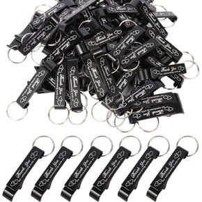100PCS Wedding Favors Keychain Bottle Openers, Wedding Favors for Guests with Thank You Slogans, Items for Wedding Welcome Bags,Keychain Bottle Opener Bulk（Black
