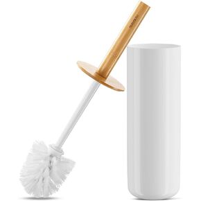 SUBEKYU Toilet Brush, Toilet Bowl Brush and Holder Set, Bathroom Toilet Bowl Cleaner Scrub Brush Set Scrubber for Deep Cleaning, White