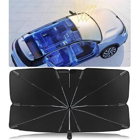 2024 Newest Car Windshield Sun Shade Umbrella, [Nano Ice Crystal Cooling] Sun Shade for Car Windshield with 360° Bendable Handle, Car Window Shade Windshield Cover Protect from UV Rays & Heat Damage