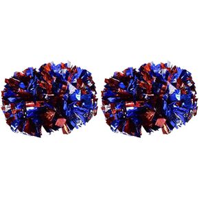 Cheerleader PIM Poms, Lightweight Durable Anti-Slip Cheerleading Poms Shining Pretty Cheerleader Aerobics Pom Poms Pompoms for Dance Party School Sports (Silver+Red+Blue)