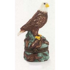 PHB Bald Eagle Porcelain Hinged Box - Midwest of Cannon Falls Birds of Prey Series