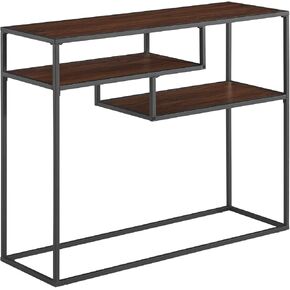 Walker Edison Contemporary Floating Shelf Entry Table, 42 Inch, Dark Walnut/Black