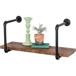 قوس رف الأنابيب الصناعية من Honey-Can-Do، رف عائم مثبت على الحائط بطبقة واحدة، رف كتب خشبي DIY، أرفف تخزين لغرفة المعيشة، غرفة النوم، رفوف حمام المزرعة in Kuwait