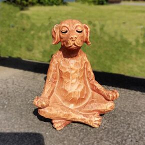 Meditation Dog Statue Yoga Pose Dog Garden Home Decoration Labrador Imitation Woodcut Dog Prayer Zen Buddha Art Sculpture Craft Gifts