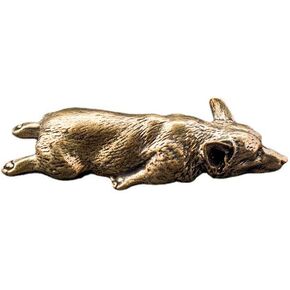 1 Pcs Brass Corgi Brass Dog Decoration Brass Animal Statue Metal Figurines Brass Home Decor Brass Decoration for Office Bookshelf Decor(Golden)