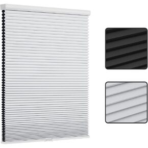 Blackout Cellular Shades Cordless Blinds for Windows Room Darkening, Thermal Insulated, Noise Reduction, Pull Down Honeycomb Blind,34"x72" White