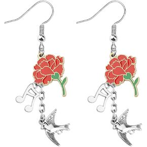 Hadestown Musical Inspired Gift Broadway Musical Red Flower Pendant Necklace Musical Theater Fans Jewelry