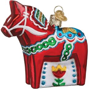Old World Christmas Swedish Dala Horse Glass Blown Ornaments for Christmas Tree