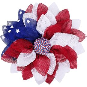 Whaline Independence Day Wreath Patriotic Wreath for Front Door American Flag Theme Handmade Flower Shaped Wreath Holiday Hanging Ornament for 4th of July Memorial Day Window Wall Decoration