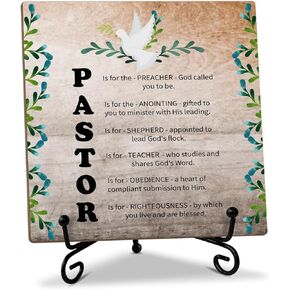 Pastor Appreciation Gift for Men Women Wood Sign with Stand Christian Thank You Gifts Religious Gifts for Pastor Minister Priest, Home Decor Desk Plaque Pastor Definition Desk Accessories -29