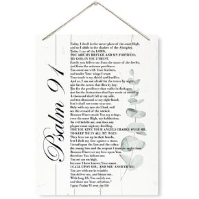 Religious Decor Sign, Bible Verse Decor, Scripture Psalms 91 Sign, Rustic Wooden Hanging Plaque Sign, Motivational Wall Decor, Farmhouse Home Decor for Living Room Bedroom, Bible Verse Decor Art