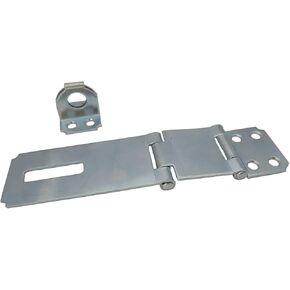 QCAA Double Hinge hasp and Fixed Staple, Zinc Plated, 4-1/2", 1 Pack, Made in Taiwan
