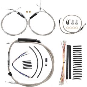 MoKitDora Softail 12" Handlebar Extended CAN-bus Wiring Clutch Brake Line Throttle Cables and Turn Signal Harness Kits for 2000-2006 Harley FXS FLS Heritage Springer Deluxe, Chrome