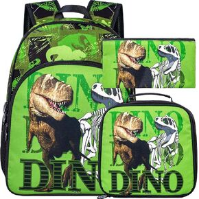 3PCS Football Backpack for Boys, 16'' Kids Soccer Bookbag with Lunch Box, Water Resistant School Backpacks for Preschool Elementary Kindergarten Travel