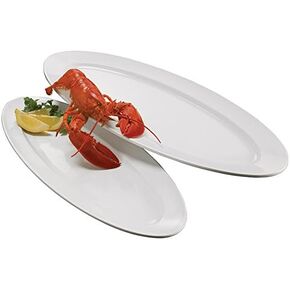 American Metalcraft MEL49 Endurance Melamine Boat Platter, 24" x 9", White