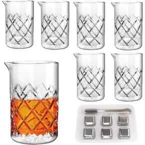 6 قطع كوكتيل خلط الزجاج الكريستال خلط الزجاج كوكتيل اثارة الزجاج سميكة القاع سلس إبريق كوكتيل للمنزل نادل بار ويسكي مارتيني شرب شاكر الملحقات in Kuwait