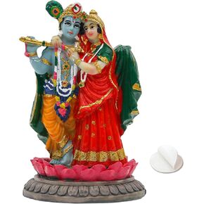 alikiki India Idol Radha Krishna Figurine - 3.9"H Hindu Murti God Krishna Radha Statue for Car Dashboard Decor Home Office Temple Mandir Altar Shrine Pooja Decor Diwali Spiritual Gifts