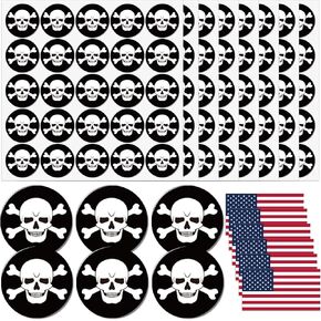 206 Pcs Sports Helmet Stickers, 1-1/8 Inches Skull Helmet Award Decals and 2 Inches American Flag Stickers, Waterproof Vinyl Youth Football Helmet Stickers for Baseball, Softball, Hockey, Lacrosse