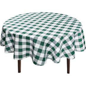 Hiasan Checkered Round Tablecloth 45 Inch - Waterproof Stain and Wrinkle Resistant Washable Fabric Table Cloth for Dining Room Party Outdoor Picnic, Black and Red