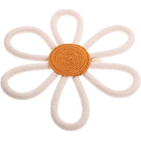Children's Room Decoration Boho Decor Floral Wall Hanging Decor Flower Wall Decor Woven Daisy Wall Decor for Kids Room Bohemia Baby Girl Cotton Rope Wall Decoration
