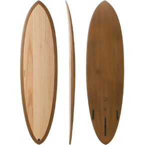 nanazero WOOD SKIN Surfboard MID02 Mid Length (Durable and Lightweight Woodskin Construction for Surfing Surfboard, Nanazero, Fan Board, Short Border