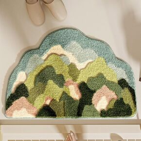 Half Round Bathroom Rugs 17x28in Tropical Absorbent Bath Rugs Cute Semicircle Bath Mats for Bathroom Non Slip Fluffy Soft Plush Microfiber Machine Washable Shower Indoor Mat