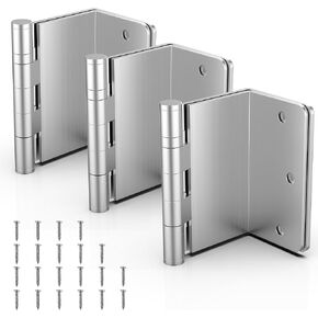 KOLET Offset Door Hinges, 3.5 Inches Expandable Door Hinges, 1/4" Radius Corner Ball Bearing Door Hinges, 2 Inches Widen Doorway, Smooth and Easy Installation, Brushed Nickel, 3 Packs