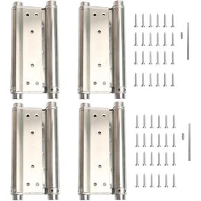 8inch Double Action Spring Hinges, Self Closing Door Hinges for Cafe Saloon Pub Swinging Doors, 201 Stainless Steel, Including Pins and Screws, 4Pack
