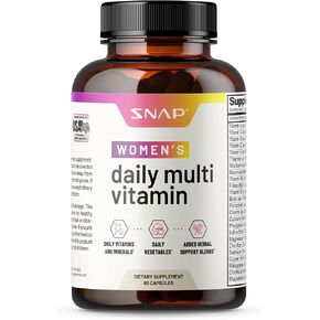 Snap Supplements Women's Multivitamins Daily Vitamins & Minerals for Women - Vitamin D, B12, Zinc, Herbs & Vitamin C for Energy & Immune Support, Multivitamin for Women, 60 Capsules