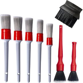 Automotive Interior Brush, Car Cleaning Brushes Duster, Clean Interior or Exterior, Wheels, Tires, Engine Bay, Leather Seats, Car Detailing Kit, Detailing Brush Red