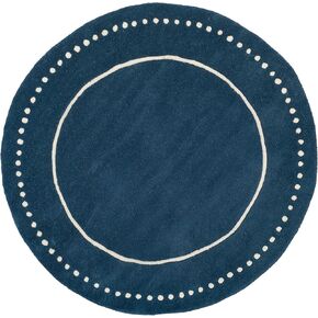 SAFAVIEH Bella Collection Area Rug - 3' Round, Navy Blue & Ivory, Handmade Dotted Border Wool, Ideal for High Traffic Areas in Living Room, Bedroom (BEL151G)