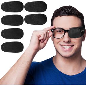 6PCS Eye Patches Adjustable Soft Amblyopia Lazy Eyepatch Comfortable Left or Right Single Eye Cover Reusable Soft Medical Eye Patches for Adults Kids Eyeglass Treat Strabismus