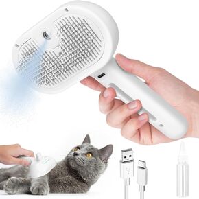 Cat Brush for Shedding, Self Cleaning Slicker Brush for Cats & Dogs, Pet Hair Brush with Release Button, Cat Steam Brush for Long & Short Hair, Skin Friendly Cat Grooming Brush