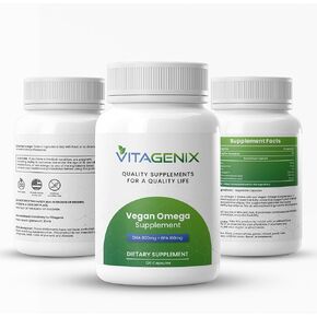 Vegan Omega-3 Supplement - Marine Algae with DHA & EPA Fatty Acids - Plant-Based Fish Oil Alternative - Sustainable Omega Capsules - Supports Heart, Brain & Joint Health - Pack of 1