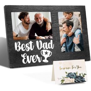 Best Dad Ever 3D Wooden Picture Frame Gift - Double 4x6 Inch Frames, Ideal for Father's Day, Birthday Gifts from Daughter, Presents for Dad - Best Dad Gifts