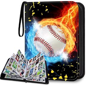 Sports Card Binder 9-Pocket, Trading Card Binder, Sports Card Album Fits 900 Cards with 50 Removable Sleeves, Zipper Collectible Card Holder Organizer for Sports, Baseball, Football Cards