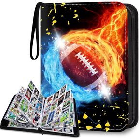 Sports Card Binder 9-Pocket, Trading Card Binder, Sports Card Album Fits 900 Cards with 50 Removable Sleeves, Zipper Collectible Card Holder Organizer for Sports, Baseball, Football Cards