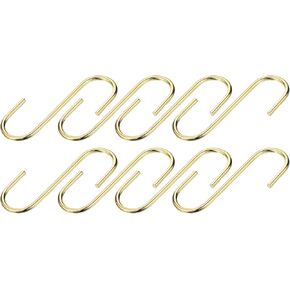 METALLIXITY S Hooks for Hanging (120mm/5) 8Pcs, Steel Extra Long S Shaped Hangers - for Plants, Garden, Kitchenware, Gold Tone