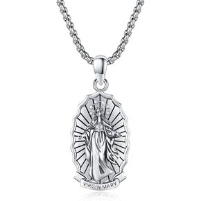 قلادة من الفضة الإسترليني عيار 925 سانتا مويرتي/سانت بنديكت/مريم العذراء/القديس يسوع/القديس جوزيف قلادة معجزة للرجال in Kuwait
