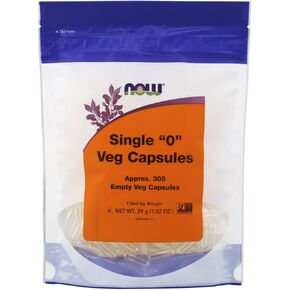 NOW Foods Supplements, Empty Vegetarian Capsules, Single "0", Filled by Weight, Non-GMO Project Verified, 300 Veg Capsules