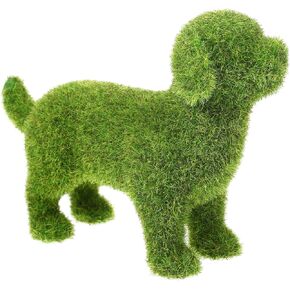 Holibanna Lawn Dog Figurine Green Flocked Puppy Ornament Faux Moss Covered Animal Statue for Forest Garden Art Turf Grass Decor Floral Arrangement Craft